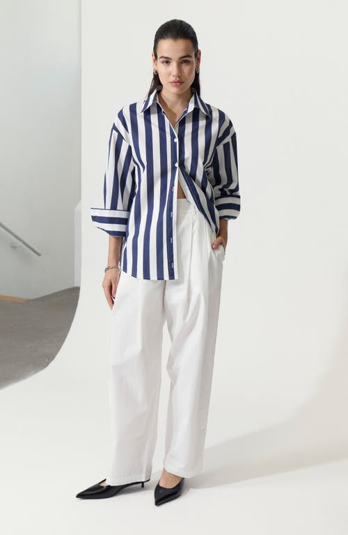 DELUC DELUC VICENZO STRIPE COTTON BUTTON-UP SHIRT