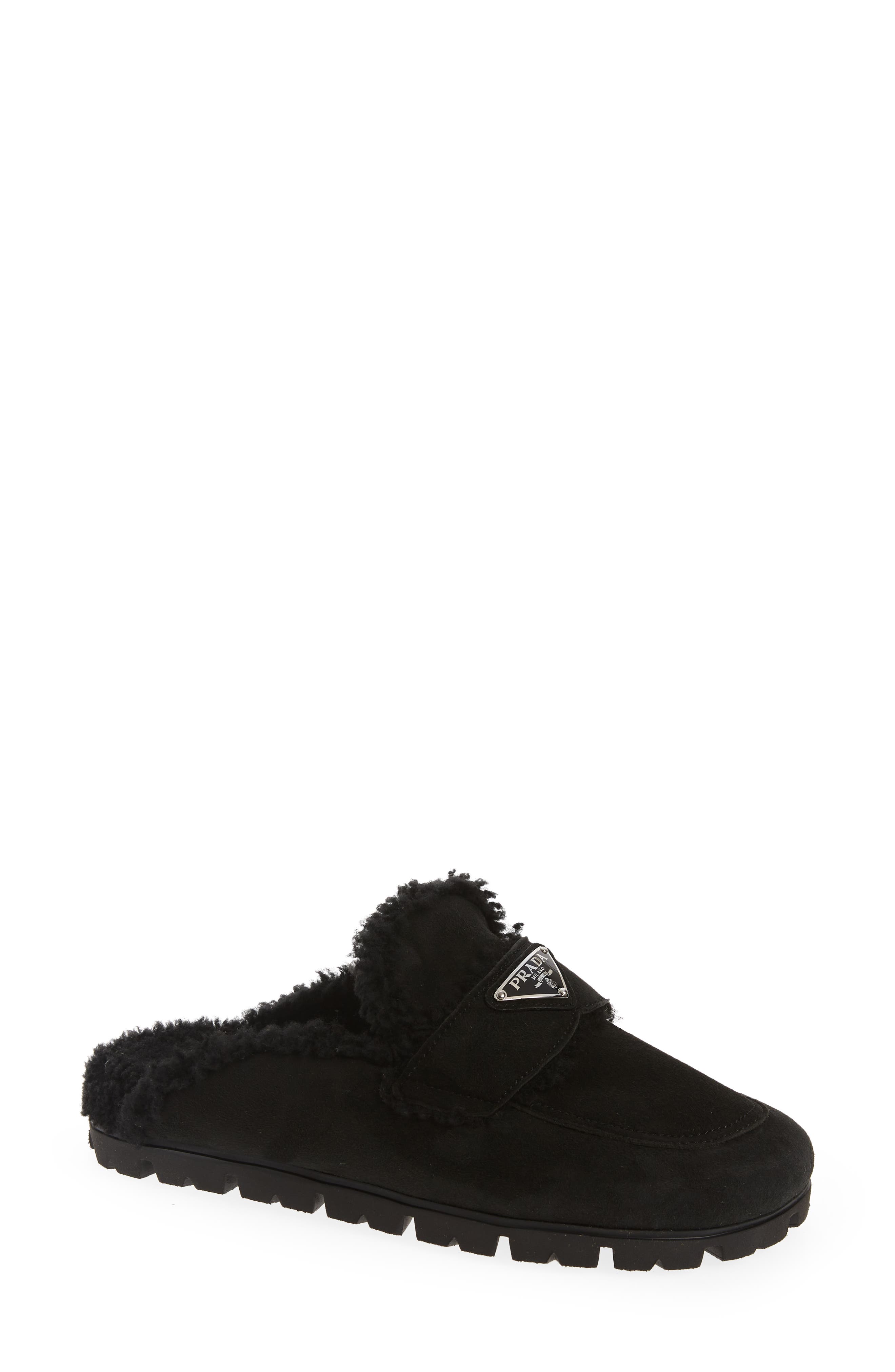 Prada Fussbet Genuine Shearling Slipper, Main, color, 