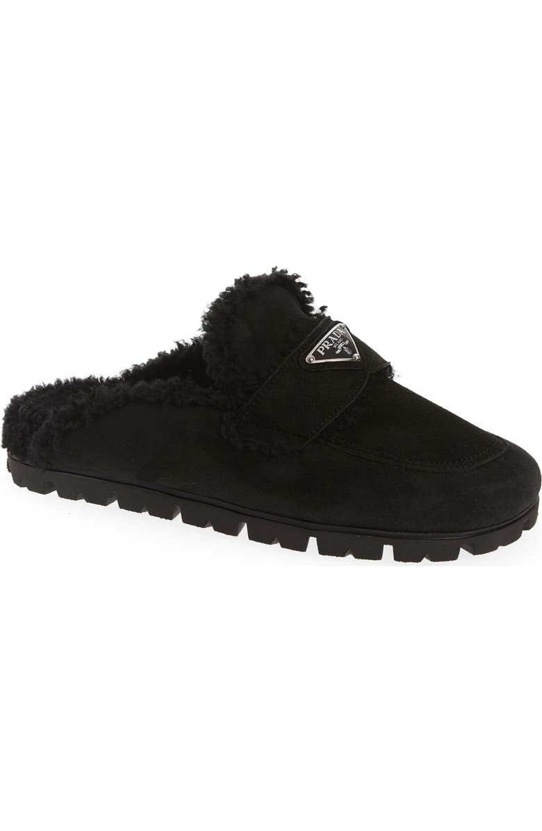 Prada Fussbet Genuine Shearling Slipper, Main, color,