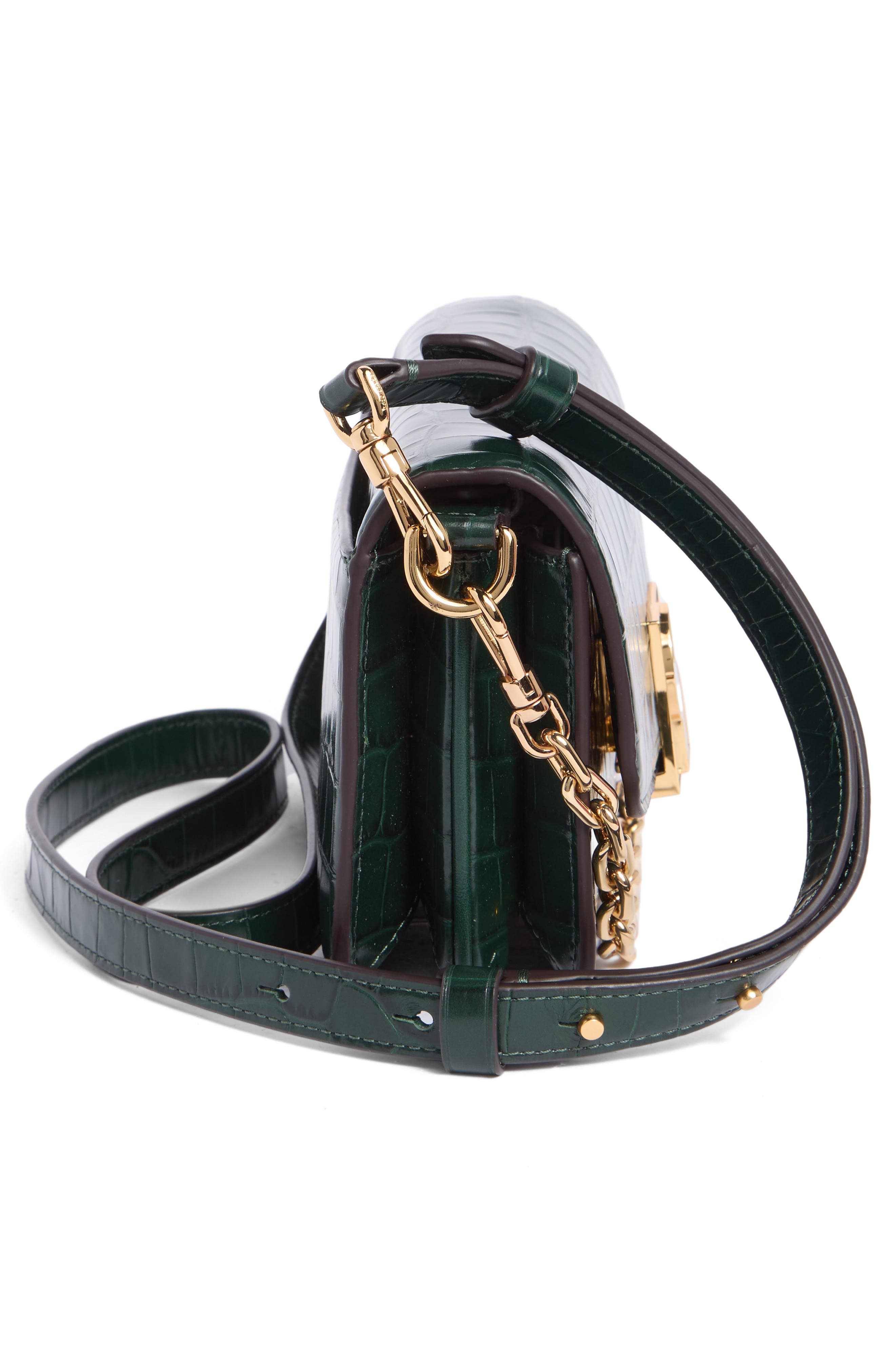 Small Croc Embossed Crossbody Bag, Alternate, color, ROCK GARDEN