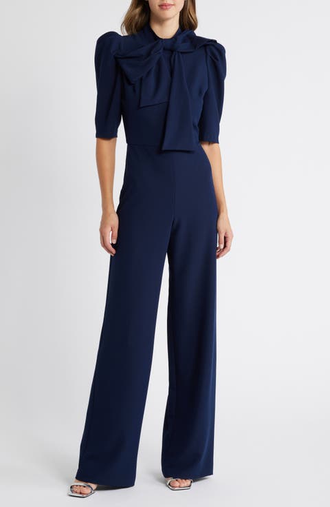 Ara Tie Neck Puff Sleeve Jumpsuit