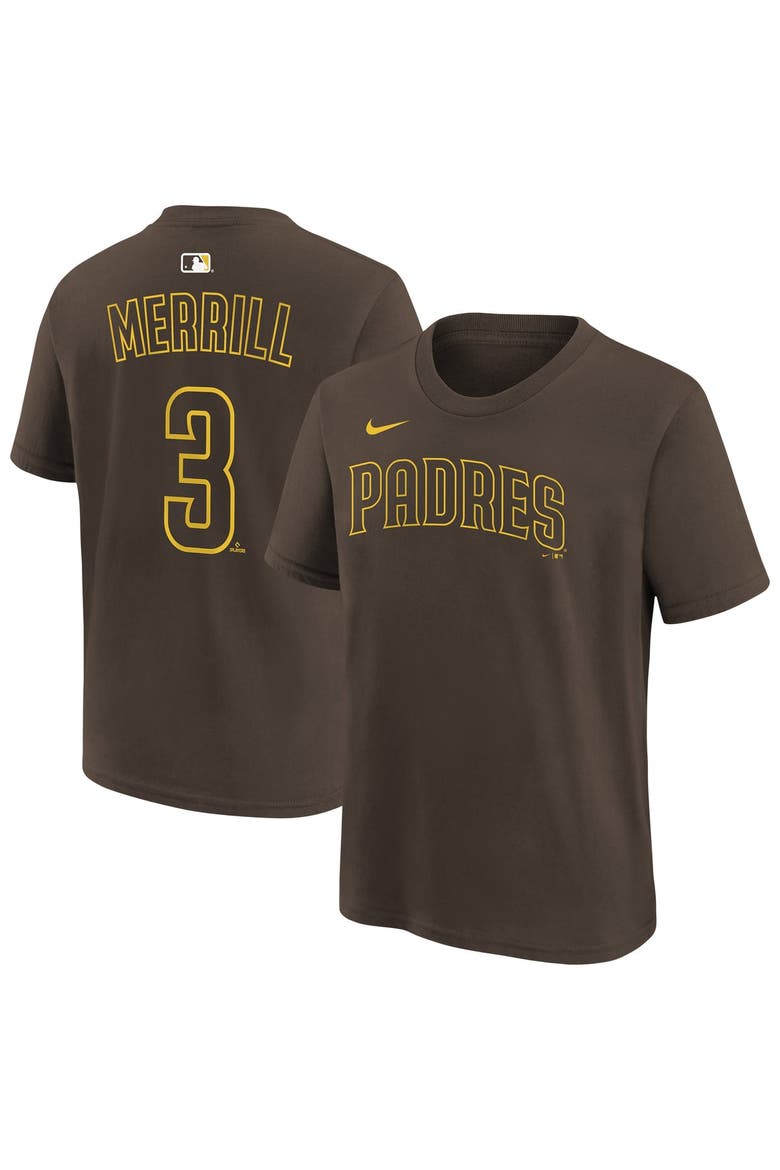 Youth Nike Jackson Merrill Brown San Diego Padres Name & Number T-Shirt, Main, color, Brown