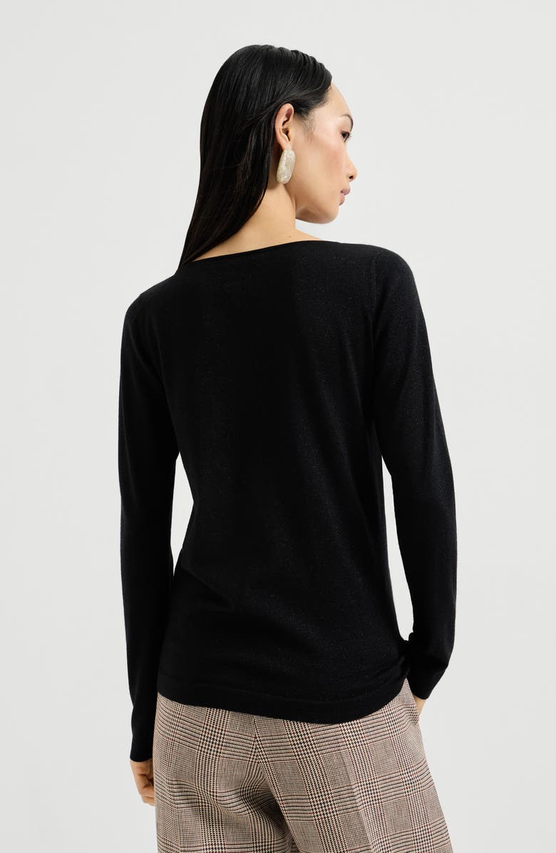 Brunello Cucinelli Cashmere and silk Sparkling sweater, Alternate, color, Black