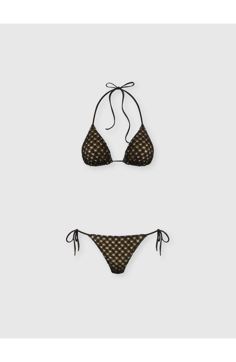 Missoni Triangle Bikini In Lamé Viscose With Raschel Workmanship, Main, color, Black