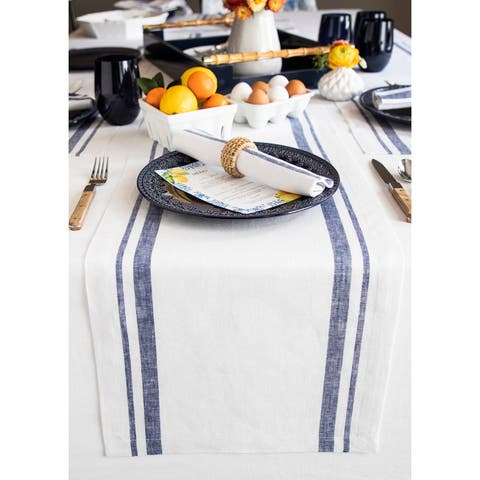 Linen Table Runner for Dining Table, Holiday and Everyday Table Decor - French Stripe