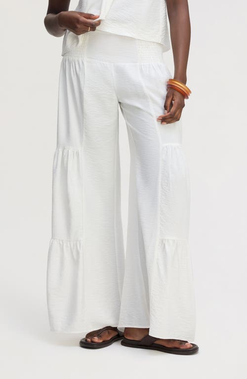 Sam Edelman Ruffled Hammered Satin Pants In White