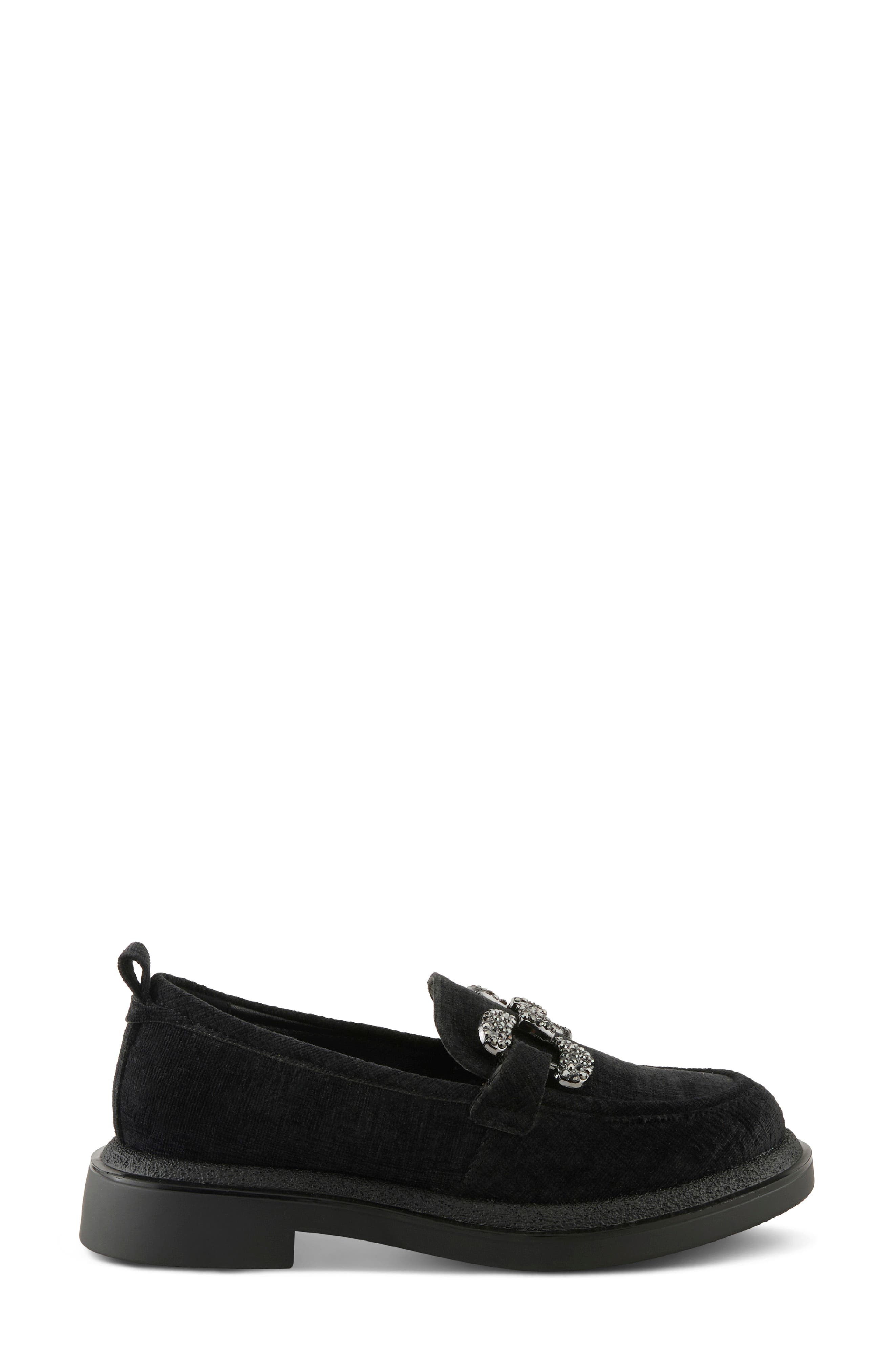 Marlen Crystal Bit Lug Sole Loafer, Alternate, color, BLACK