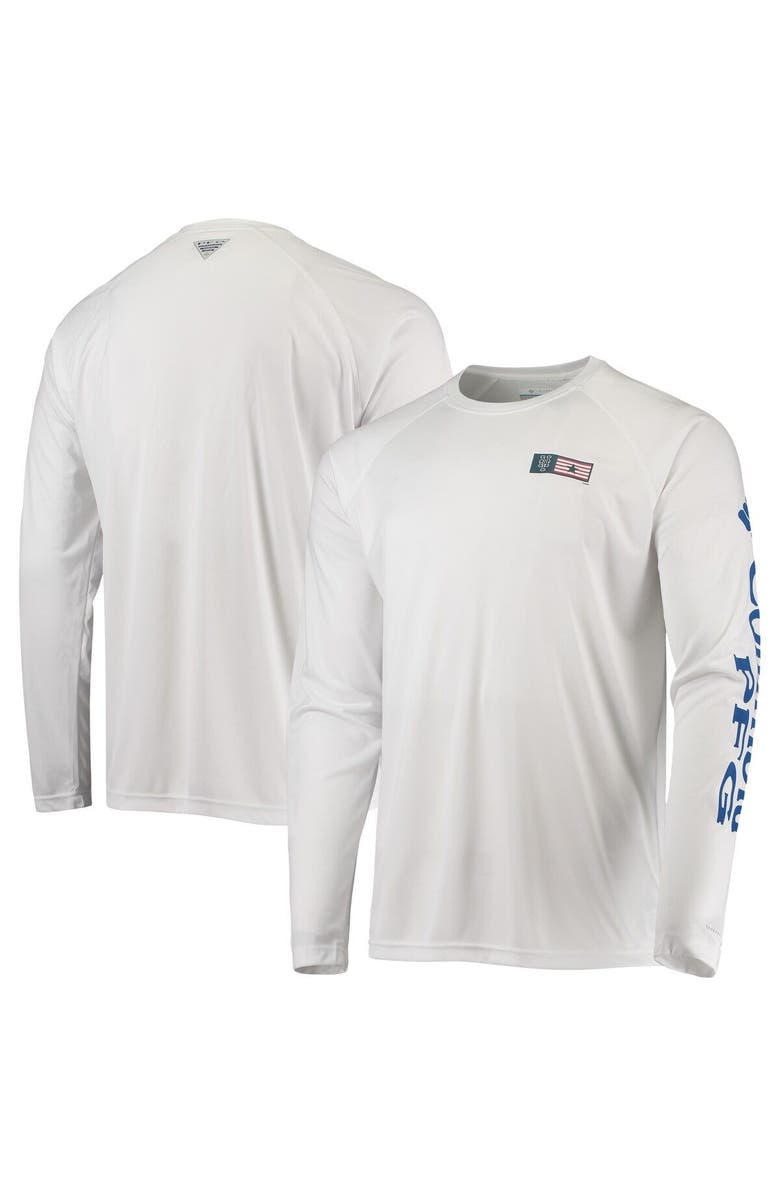 Columbia Men's Columbia White New York Mets Americana Terminal Tackle Omni-Shade Long Sleeve Raglan T-Shirt, Main, color, White