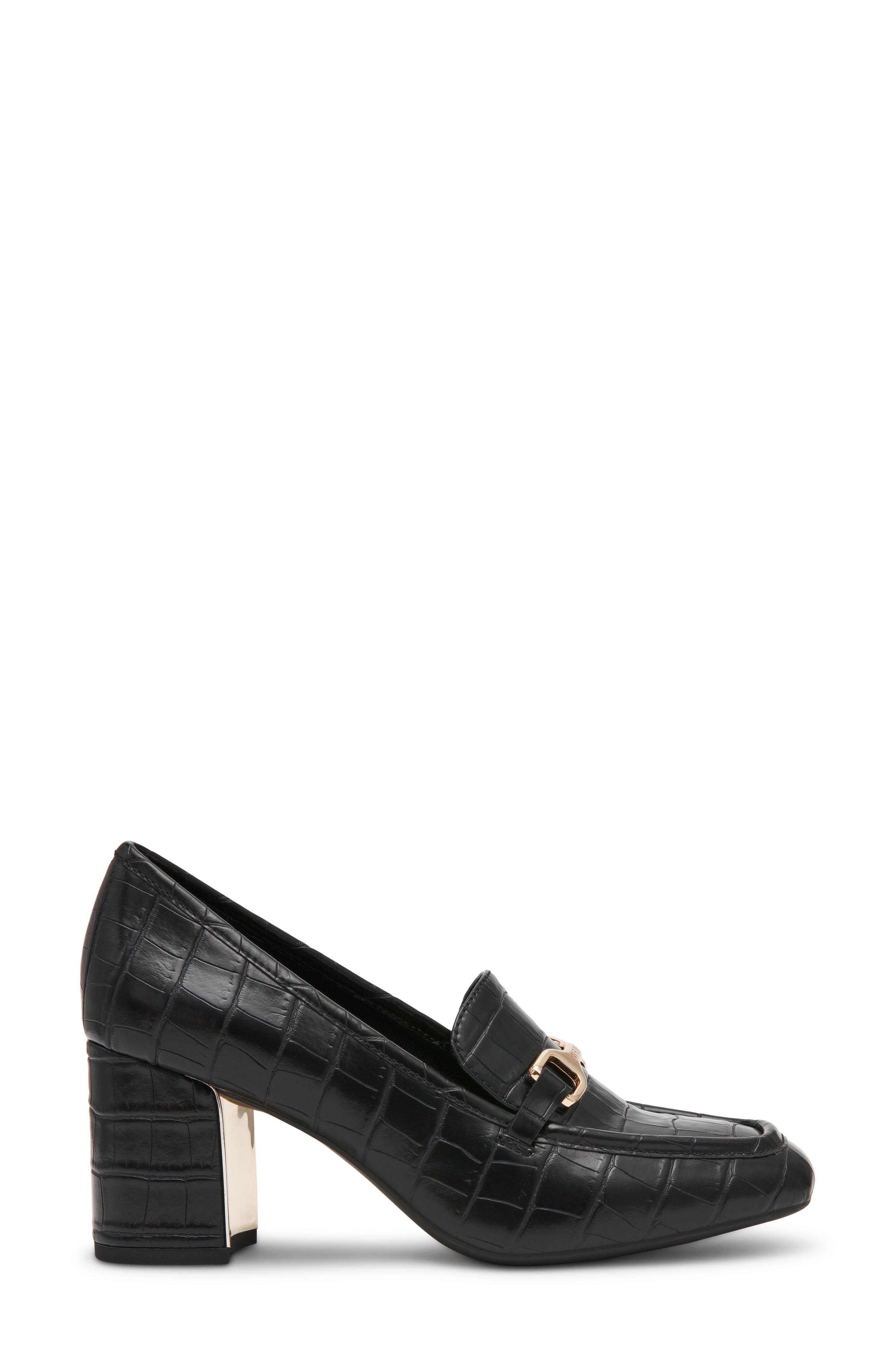 Telia Faux Leather Loafer Pump, Alternate, color, BLACK CROCO PATENT PU