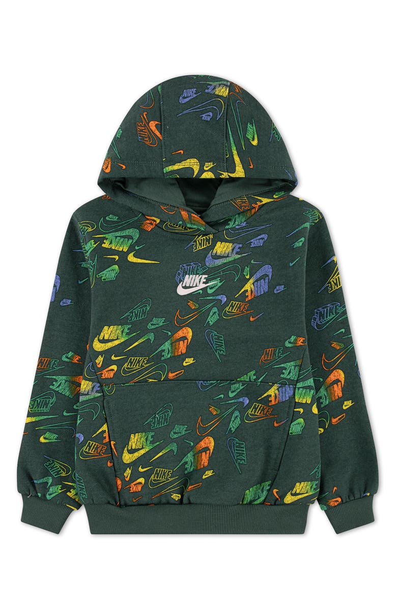 Nike Kids' Reveal Logo Print Hoodie, Main, color, Fir