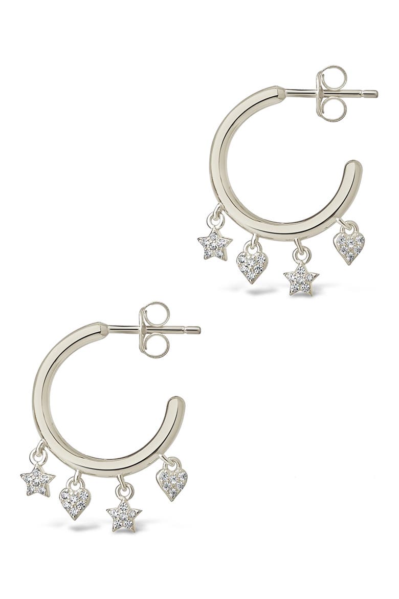 Sterling Silver Celeste Hoop Earrings, Alternate, color, SILVER