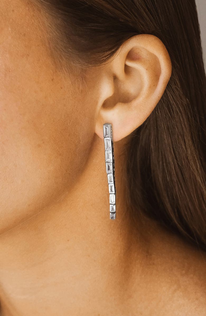 Sterling Forever Ingrid CZ Link Drop Earrings, Alternate, color, Silver