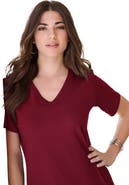 Roaman's Plus Size Cotton Ultimate V Neck Tee