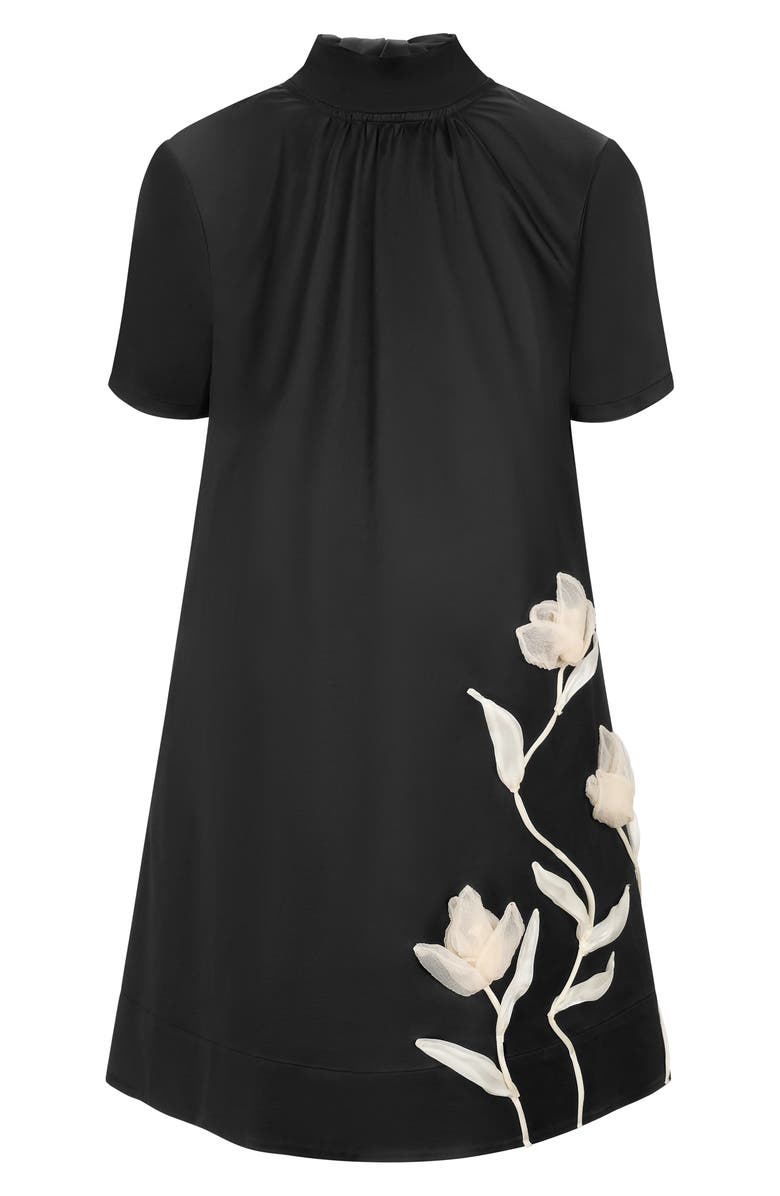 STAUD Ilana Floral Appliqué Satin Cocktail Minidress, Alternate, color, 