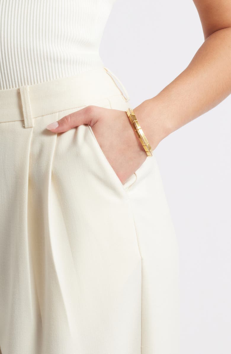 Nordstrom Cubic Zirconia Inset Deco Stretch Bracelet, Alternate, color, Clear- Gold