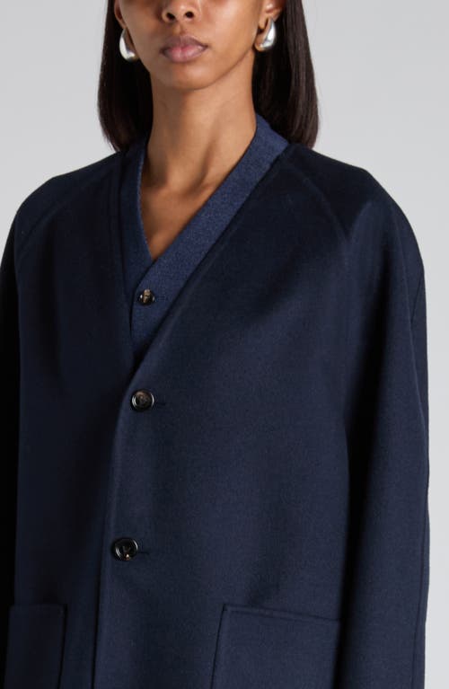 Bottega Veneta Light Wool & Cashmere Double Face Coat In Blue