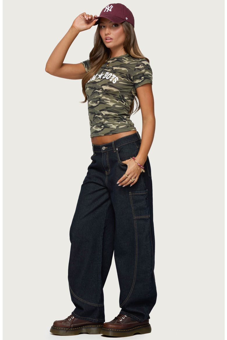 Aden Low Rise Barrel Leg Jeans, Alternate, color, DARK-BLUE