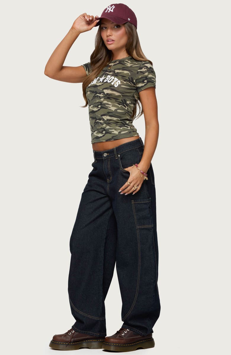 EDIKTED Aden Low Rise Barrel Leg Jeans, Alternate, color, Dark-Blue