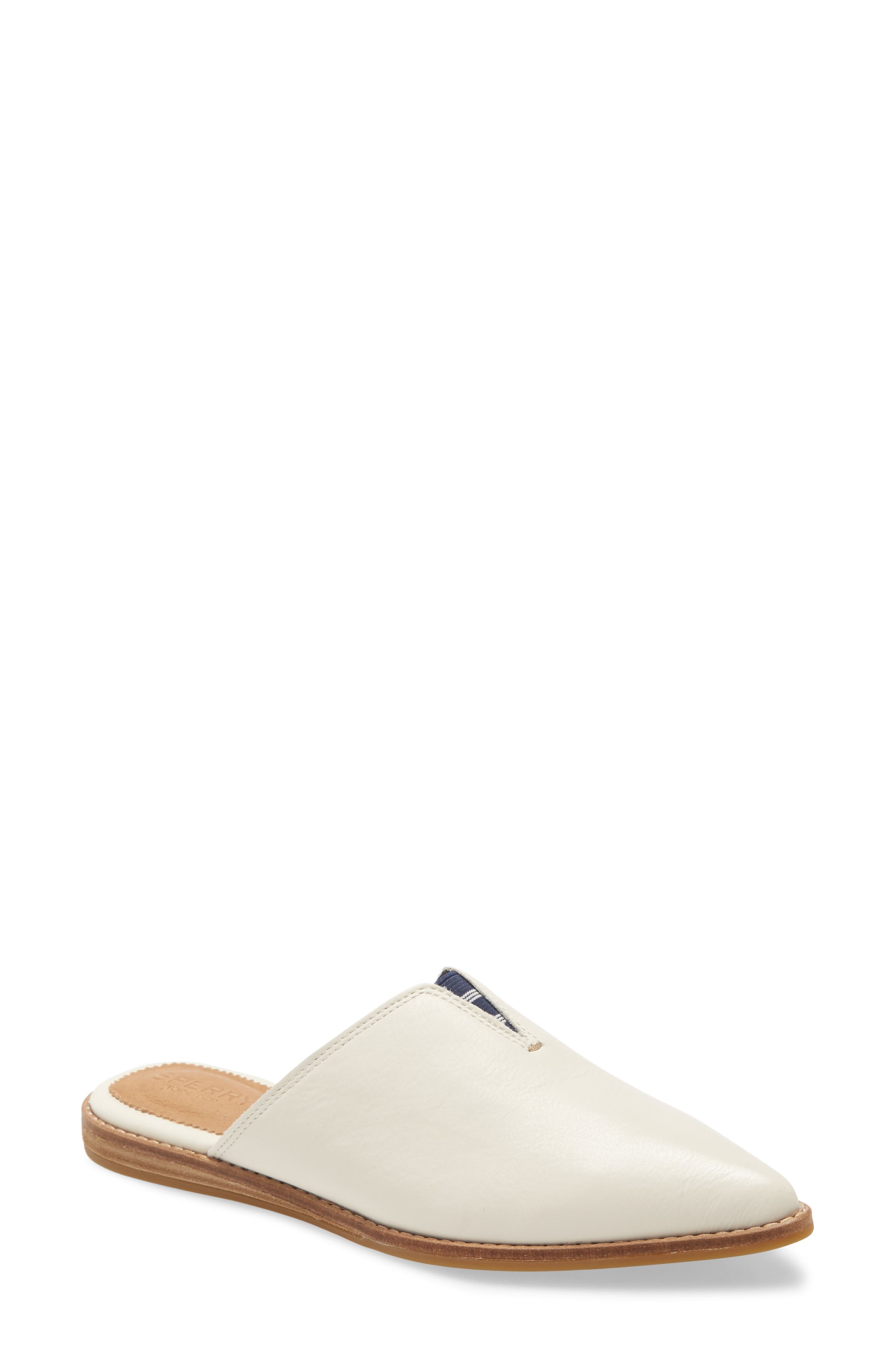 Saybrook Mule, Main, color, WHITE LEATHER