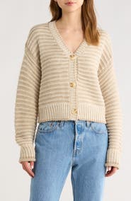 All in Favor Chunky Stripe V-Neck Cardigan