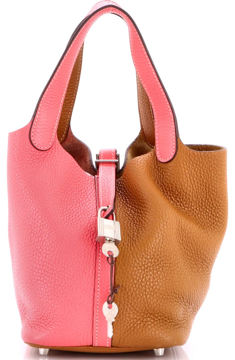 Pre-Owned Hermes Picotin Lock Bag Bicolor Clemence PM, Main, color, Casaque - Rose Azalee/Sesame