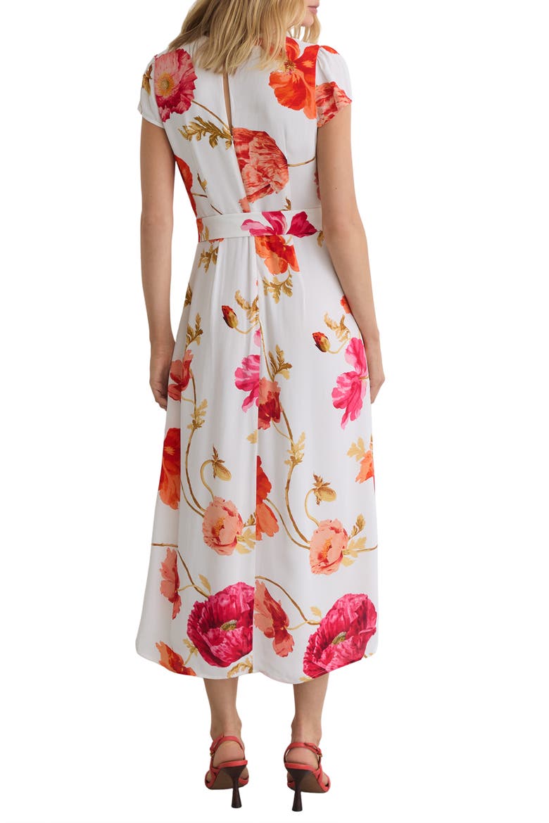 Lyra Floral Print Belted Maxi Dress, Alternate, color, IVORY/ PINK