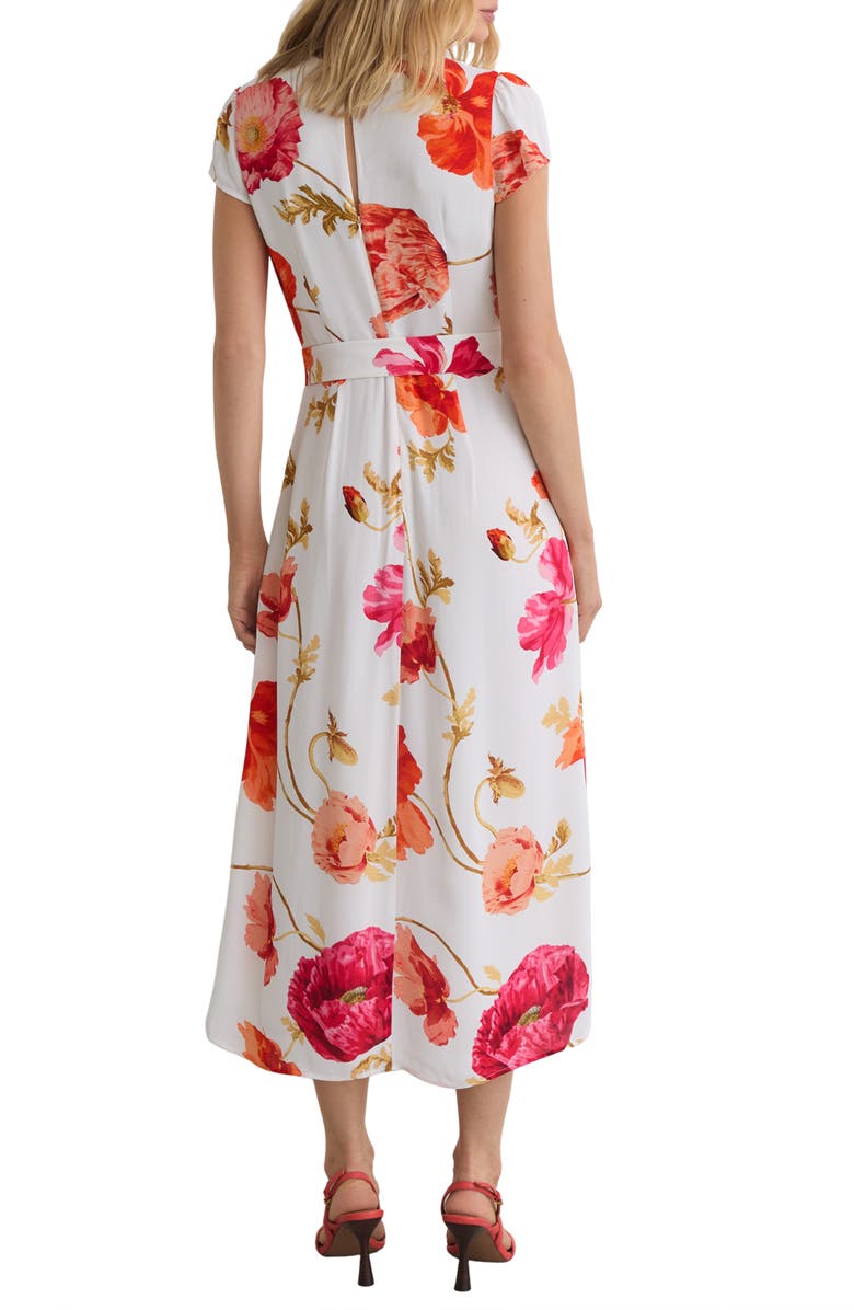 Reiss Lyra Floral Print Belted Maxi Dress, Alternate, color, Ivory/ Pink