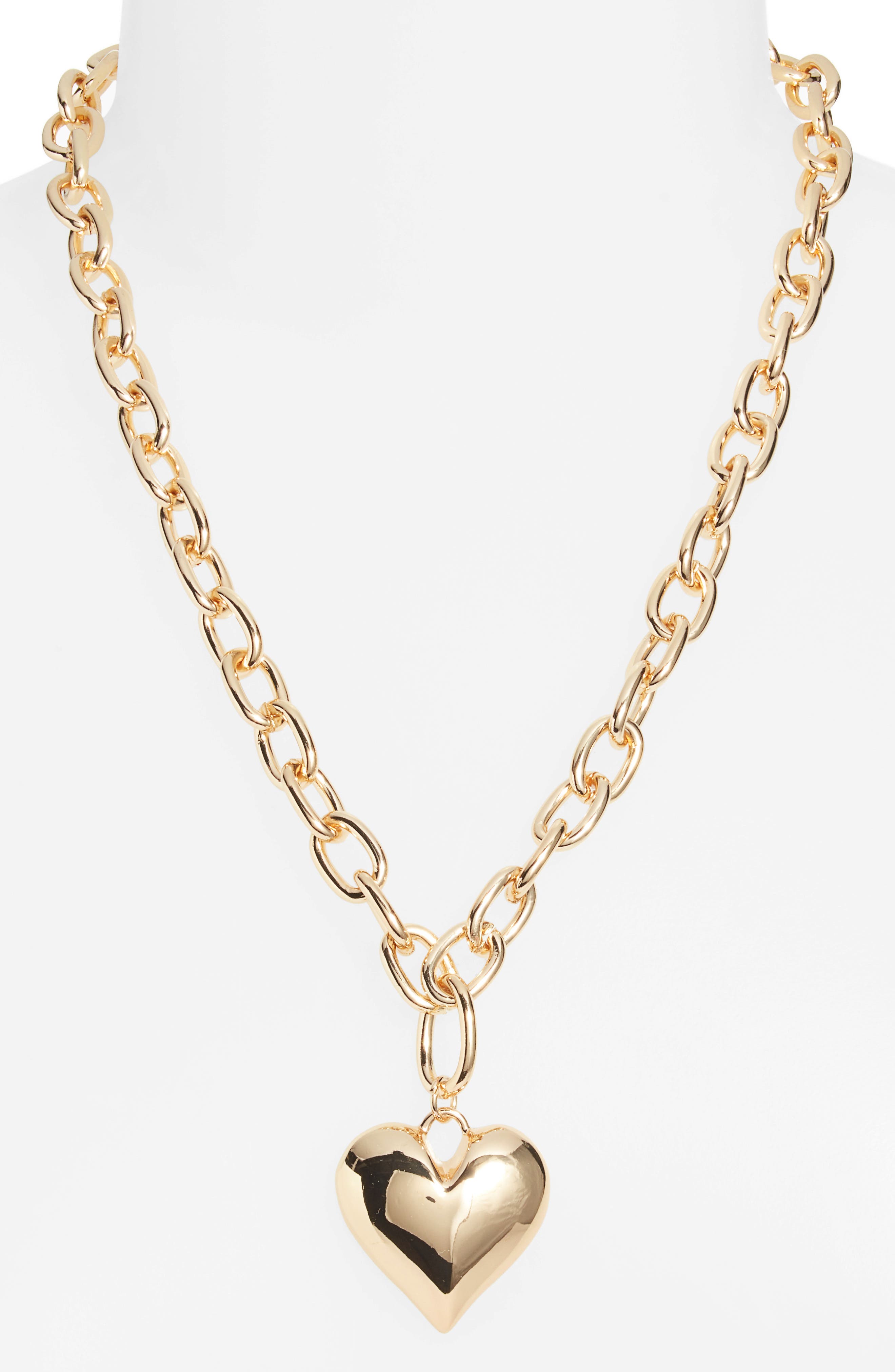 Open Edit Puffy Heart Chain Necklace (Women) | Nordstrom
