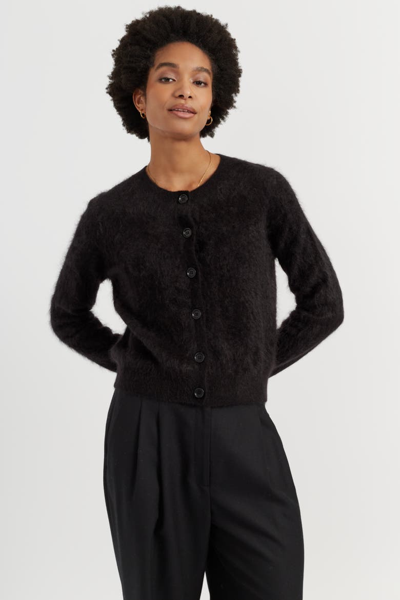 Brushed Cashmere Cardigan, Main, color, Black