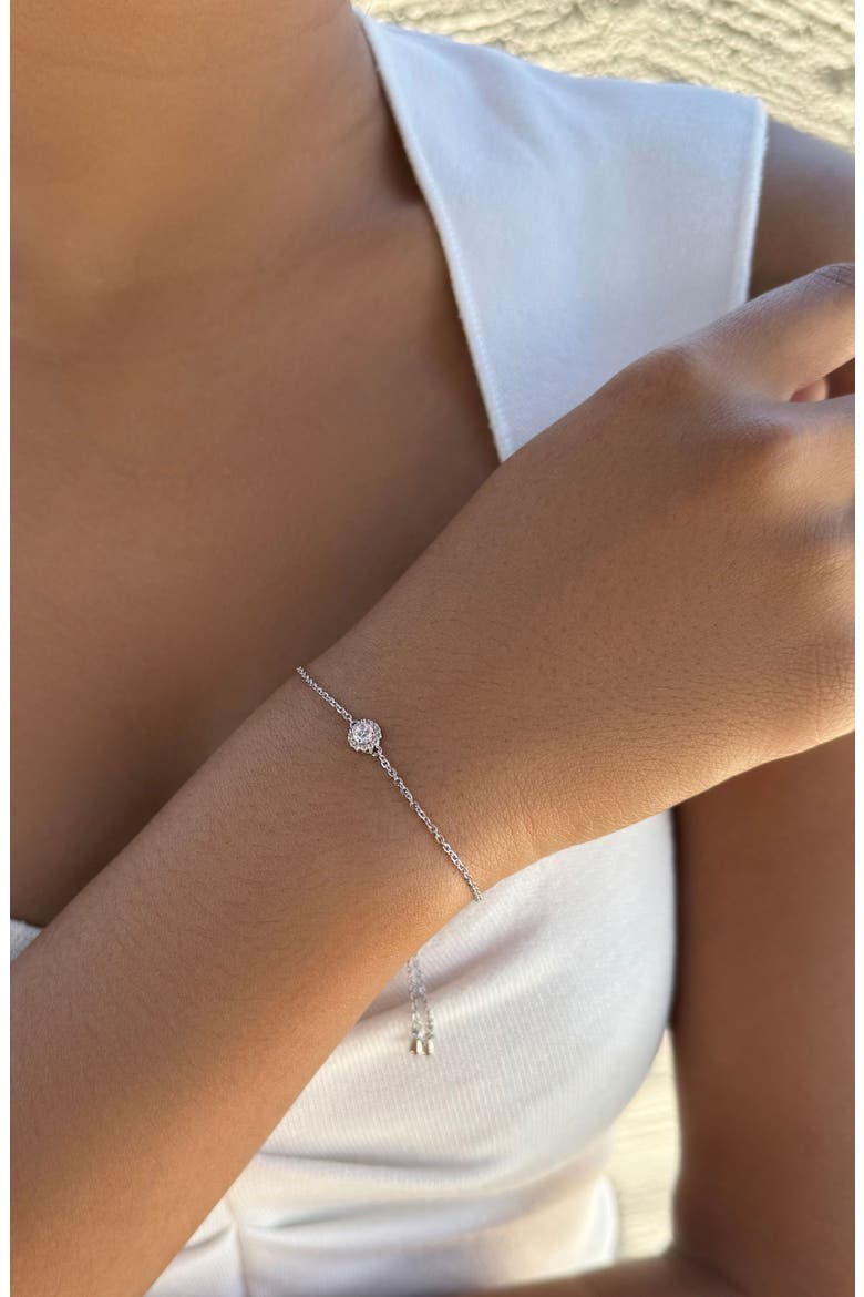 Halo Stud Earrings & Slider Bracelet Set, Alternate, color, SILVER