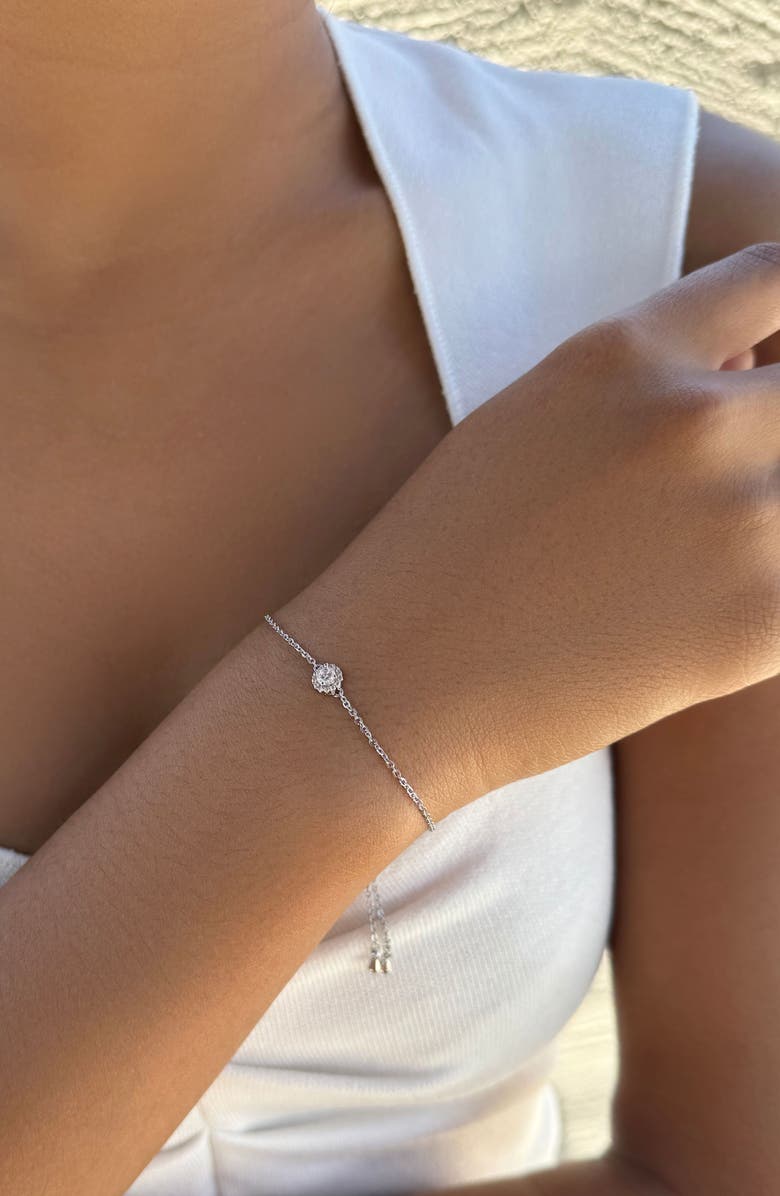 Adornia Halo Stud Earrings & Slider Bracelet Set, Alternate, color, Silver