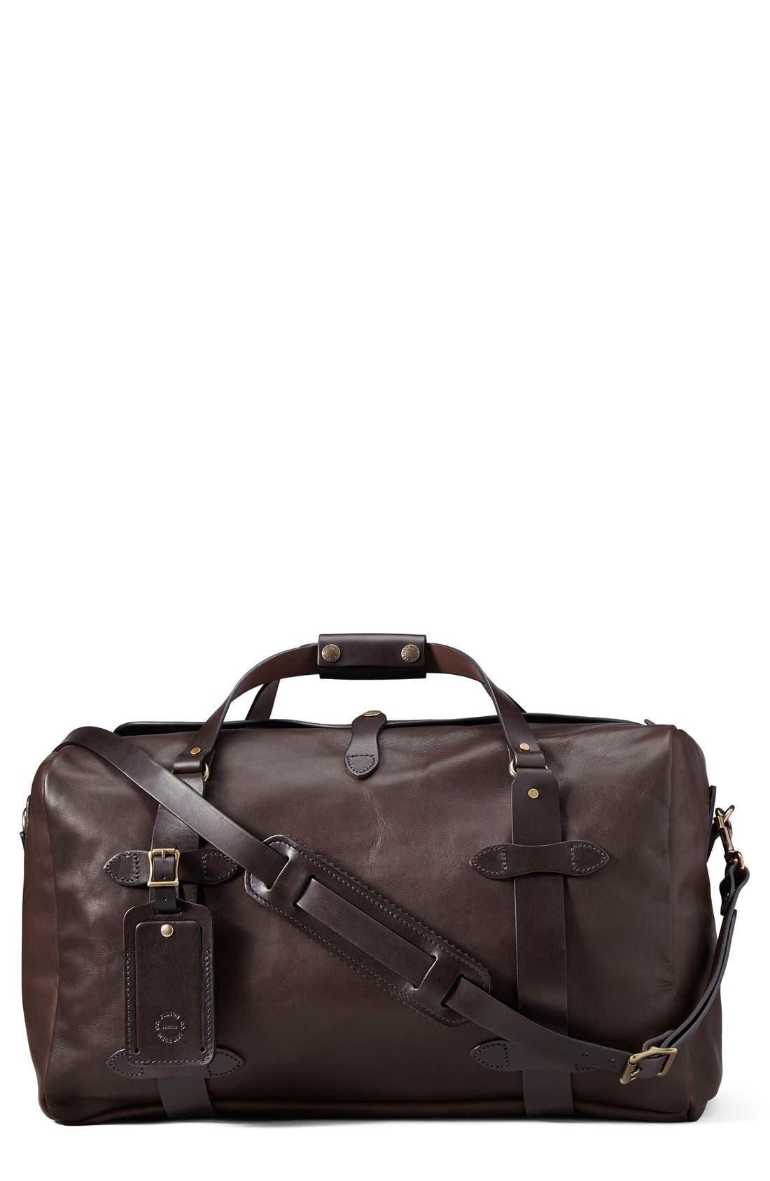 Filson Weatherproof Leather Duffle Bag, Main, color, 