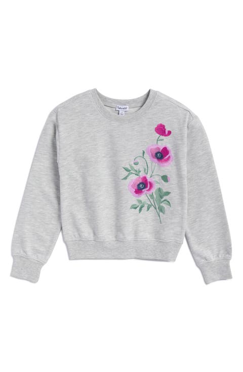 Kids' Sage Flower Embroidered Sweatshirt