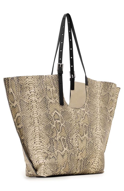 Allsaints Ara Snake Print East West Tote In Neutral