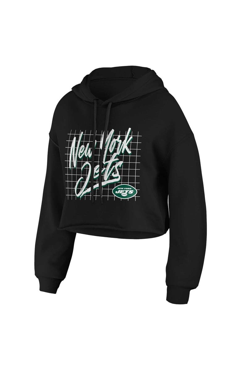 WEAR by Erin Andrews Women's WEAR by Erin Andrews Black New York Jets Domestic Cropped Pullover Hoodie, Alternate, color, 