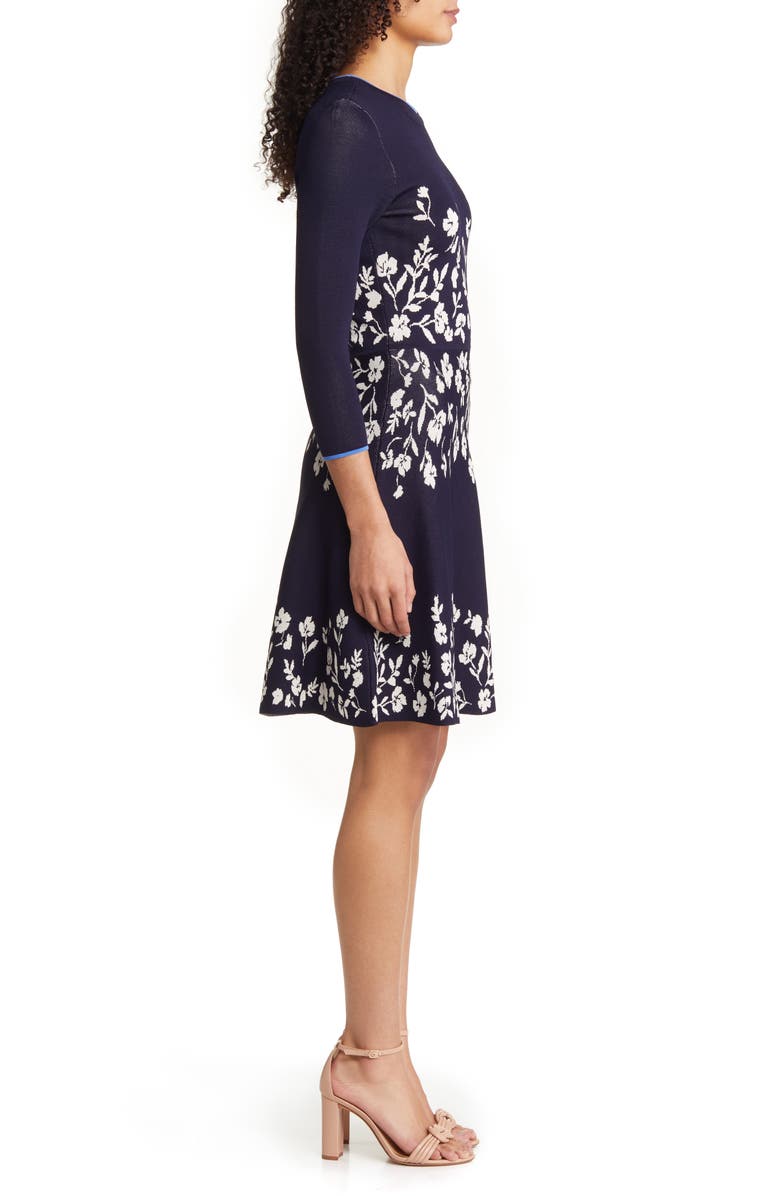 Vince Camuto Floral Jacquard Fit & Flare Dress, Alternate, color, 