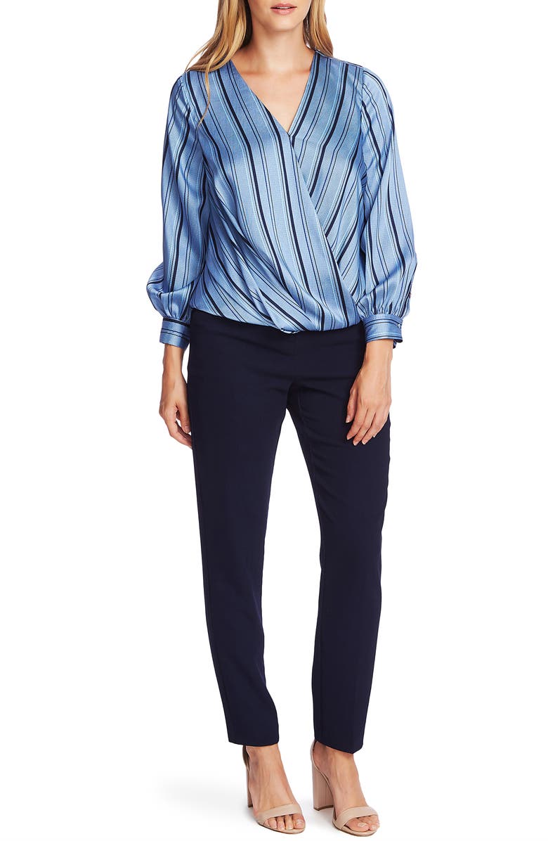 Vince Camuto Stripey Interludes Wrap Front Top, Alternate, color,
