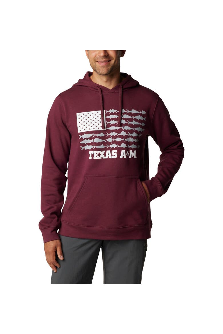 Men's Columbia Maroon Texas A&M Aggies PFG Fish Flag II Pullover Hoodie, Main, color, Maroon