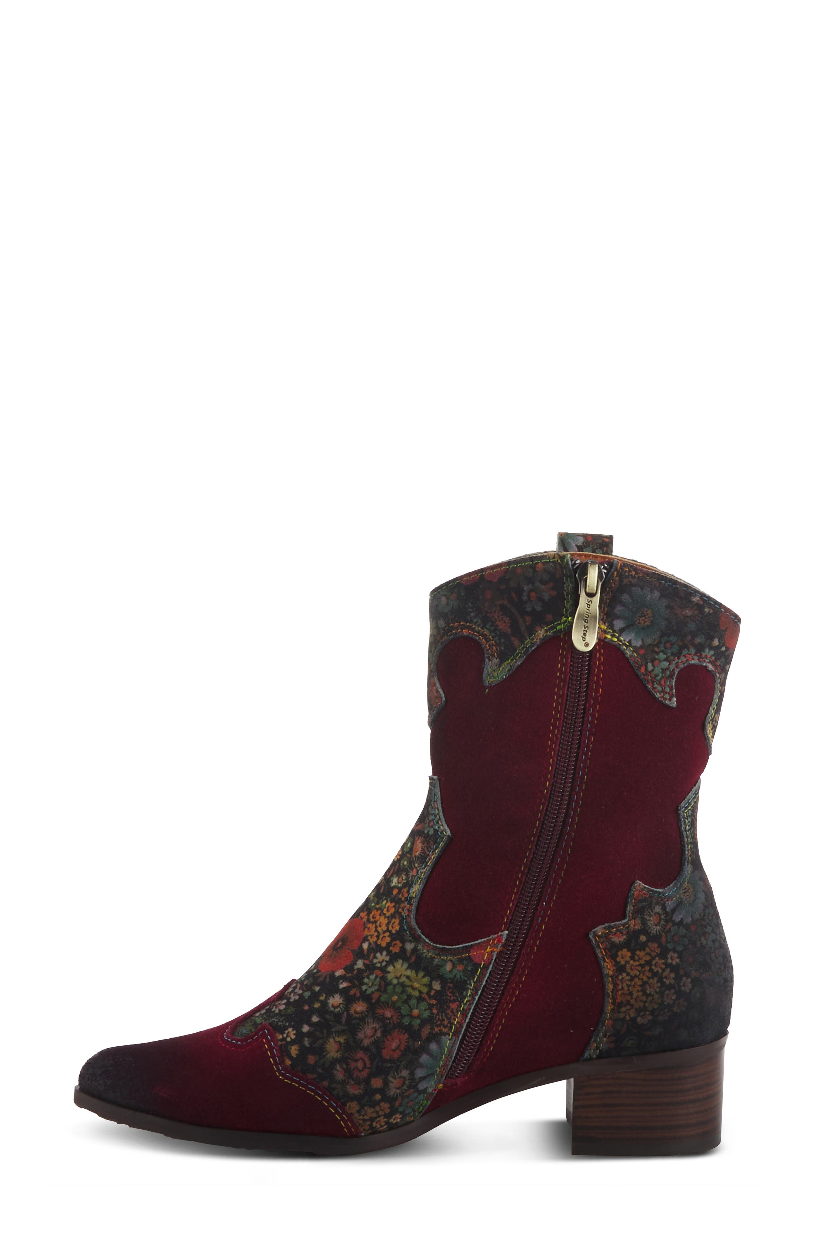L'Artiste by Spring Step Ladyluck Bootie, Alternate, color, Bordeaux Multi Suede