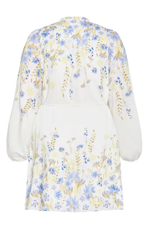 City Chic Lilliana Floral Long Sleeve Shirtdress In White