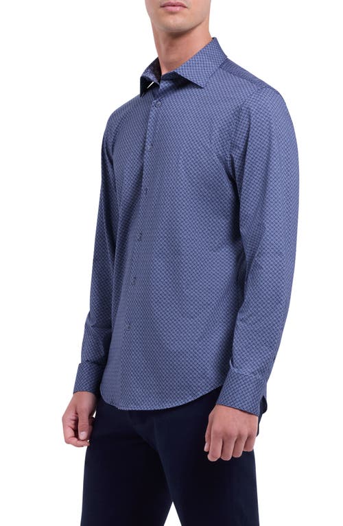 Bugatchi Jimmy Ooohcotton® Geo Print Button-up Shirt In Gray