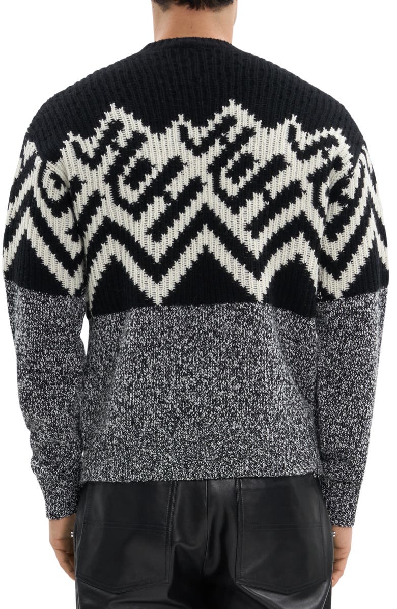 Helmut Lang Zephir Oversize Fair Isle Wool Blend Crewneck Sweater, Alternate, color, Black/ Ivory