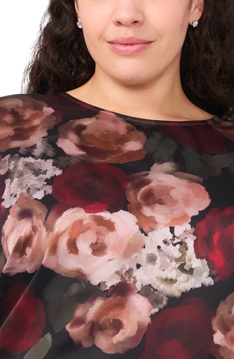 Halogen<sup>®</sup> Floral Cap Sleeve Top, Alternate, color, Rich Black