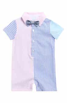 Andy & Evan Colorblock Romper & Bow Tie Set