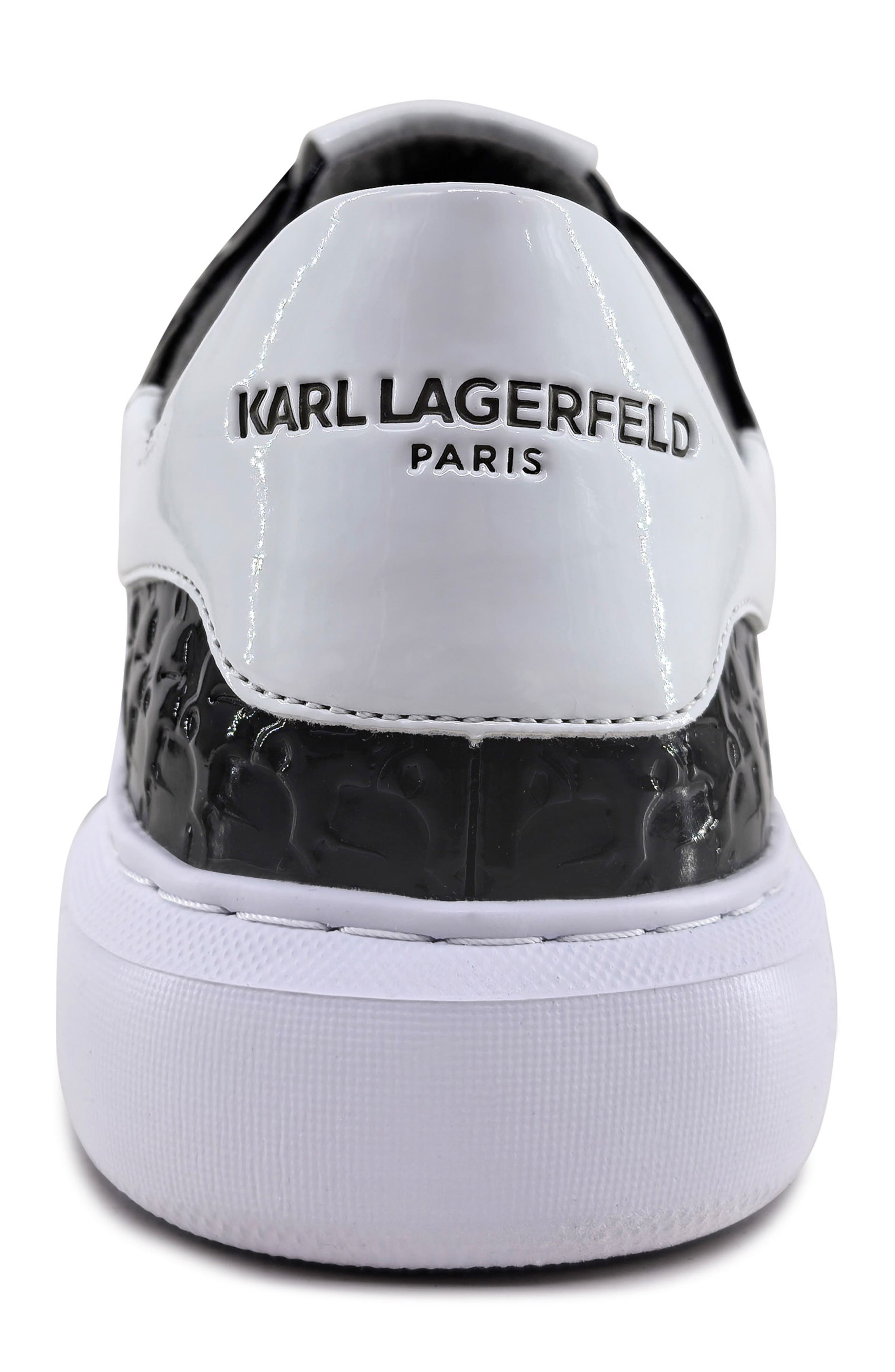 KARL LAGERFELD PARIS Pol Patent Emboss Low Top Sneaker, Alternate, color, Black