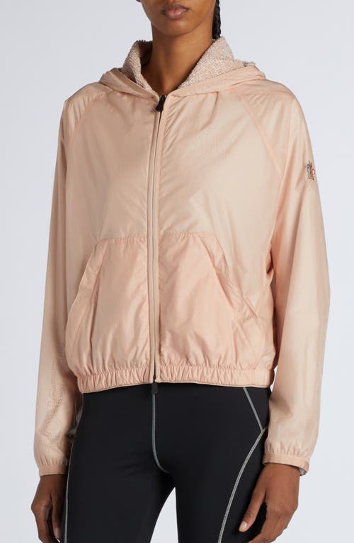Moncler Grenoble Nylon Hooded Jacket In Mother Of Pearl