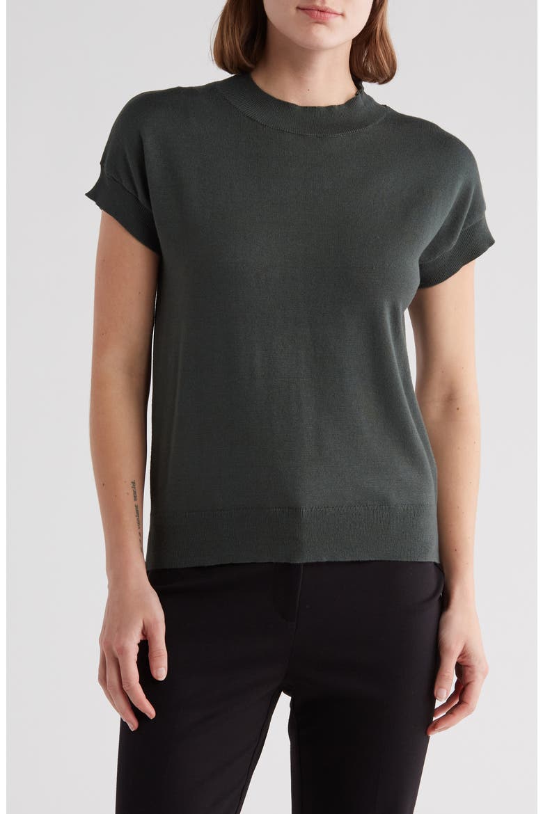 Short Sleeve Crew Sweater, Main, color, JUNGLE GREEN