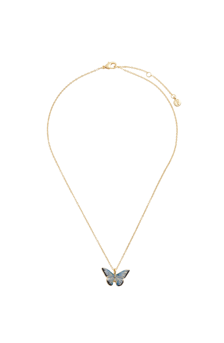 Fable England Enamel Blue Butterfly Short Necklace, Alternate, color, Multi & Gold