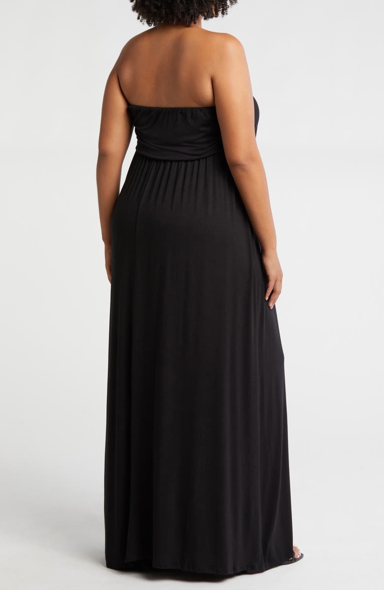 24seven Comfort Apparel Strapless Maxi Dress, Alternate, color, Black
