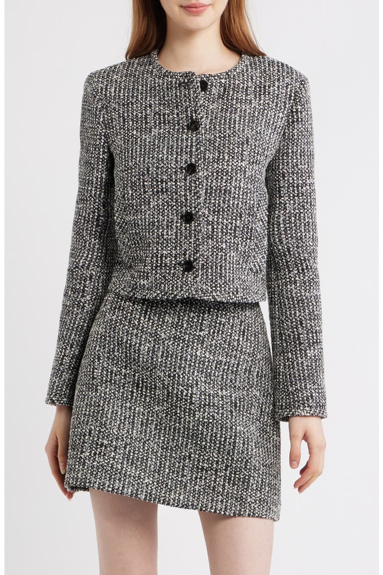 Tweed Cardigan, Main, color, BLACK MULTI
